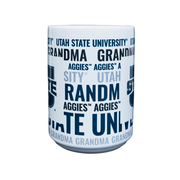 U-State, White, Navy, USU, Grandma, Mug